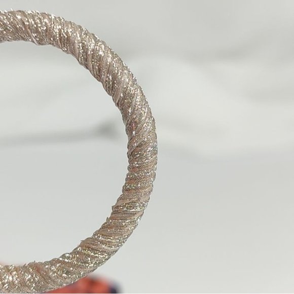 Deepa Gurnani Earrings Ozari Glitter Wrap Textured Hoop Champagne Gold - Picture 6 of 9